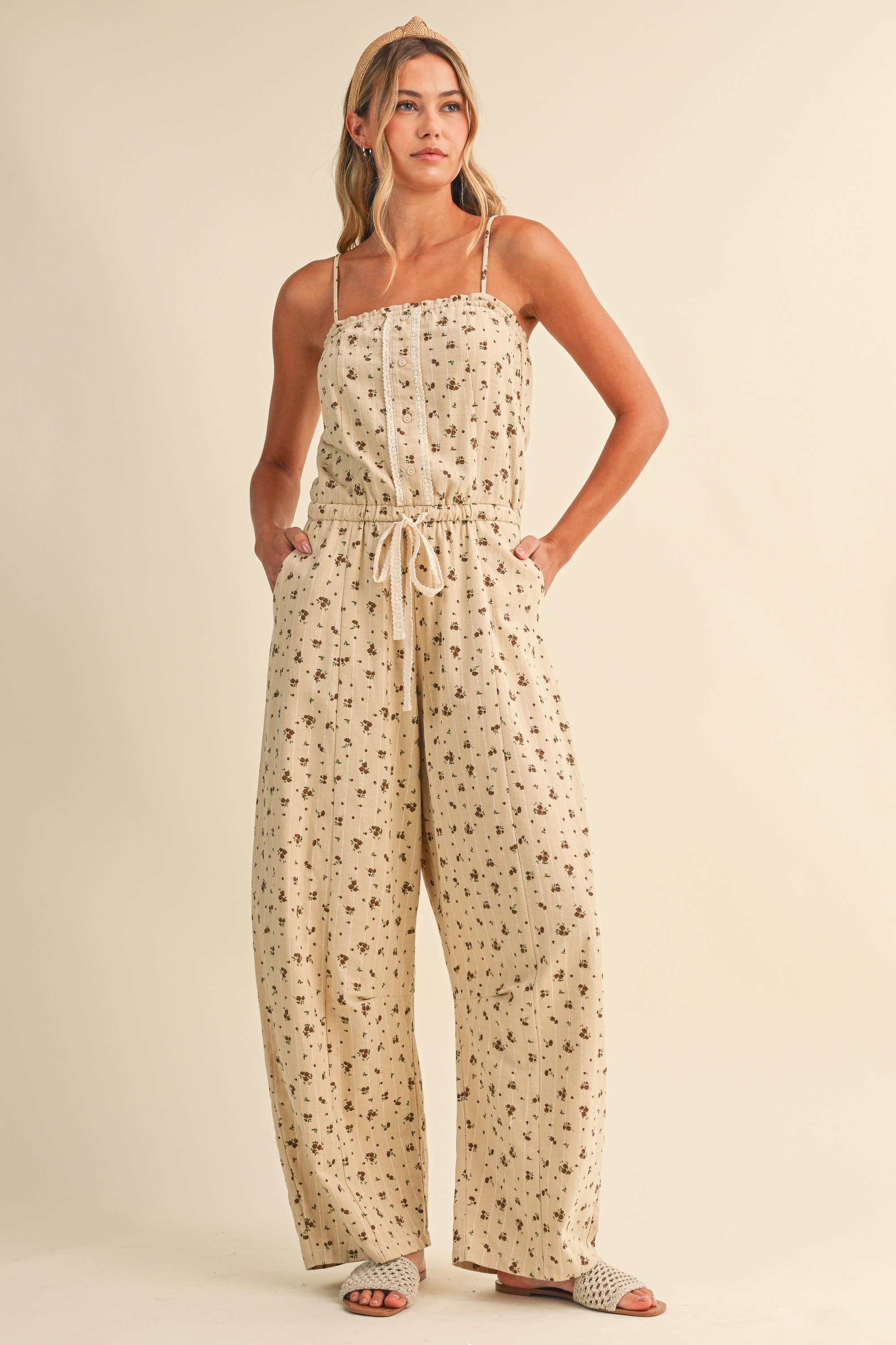 Ryanne Ditsy Floral Barrel Jumpsuit