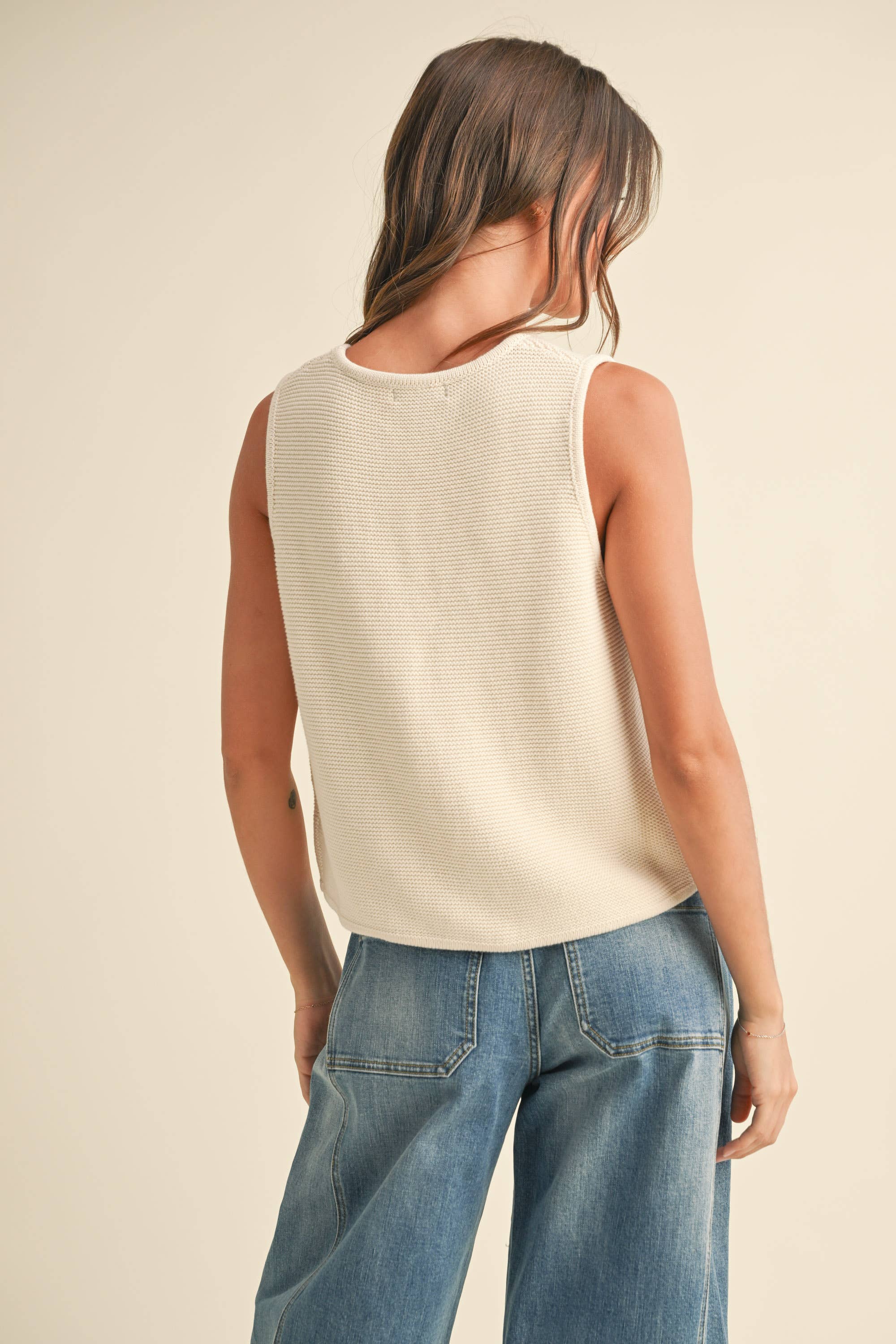 Delilah Tie Front Top in Cream