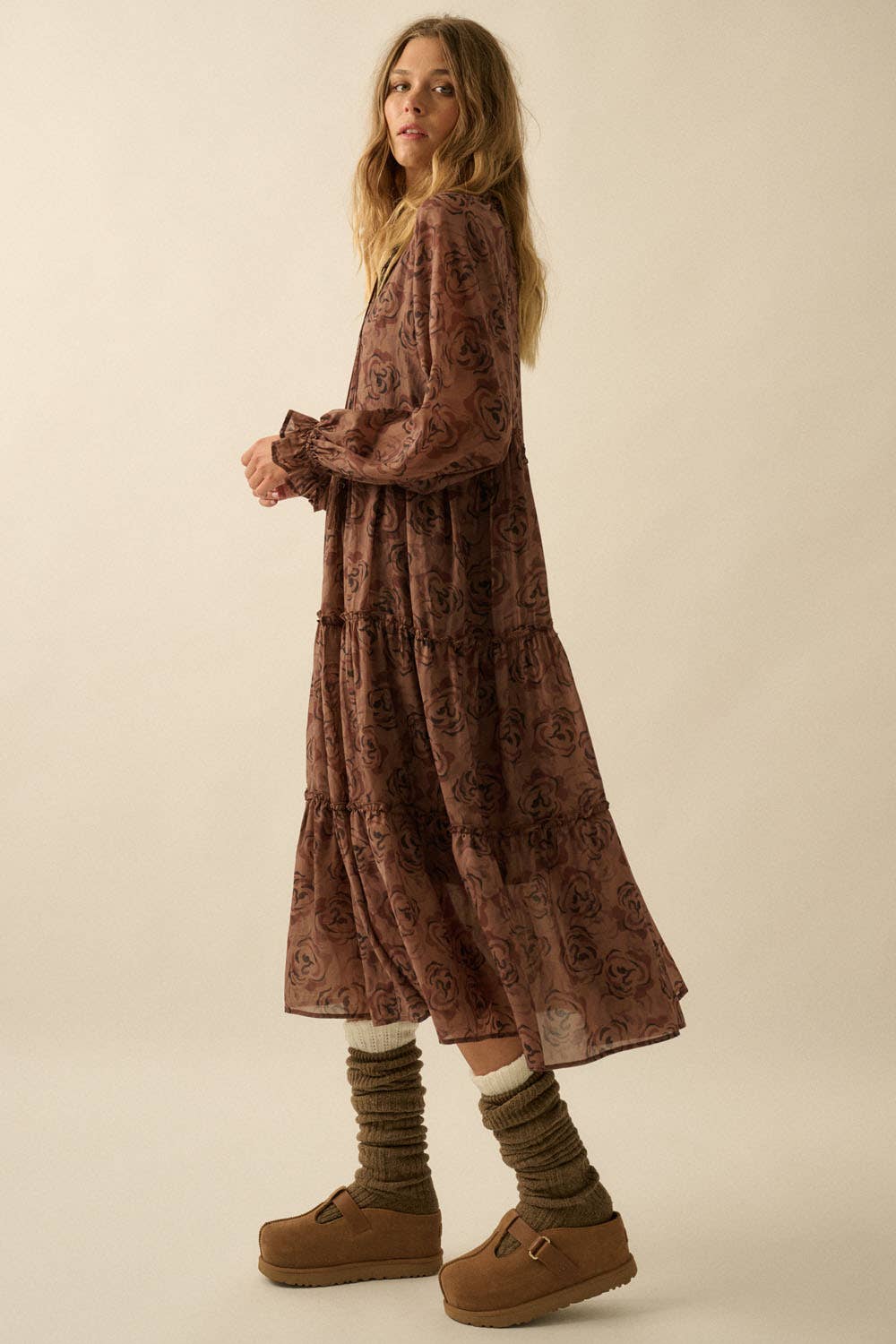 Eden Floral Tiered Midi Dress