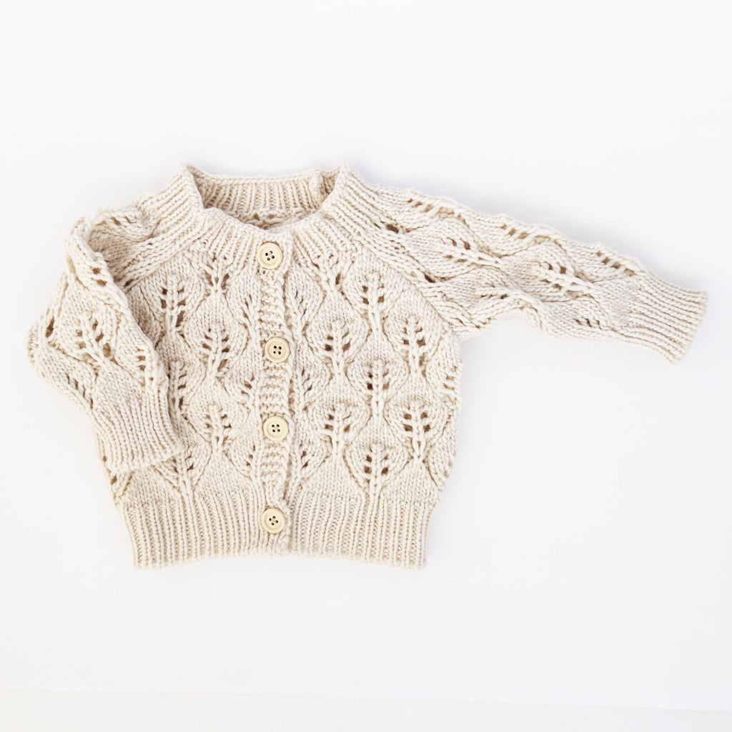 Leaf Lace Hand Knit Baby Cardigan