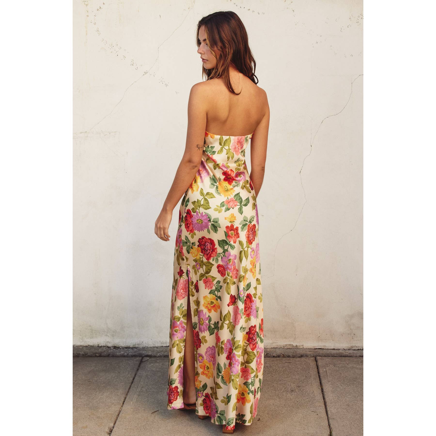 Romantic Garden Strapless Maxi Dress
