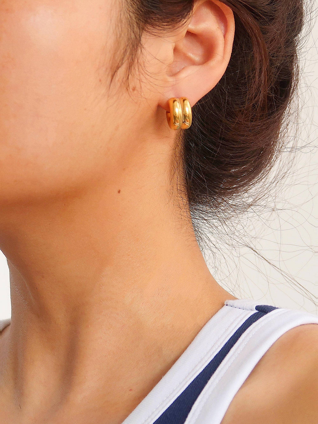 Emma Yellow Gold Double C-Hoop Earring