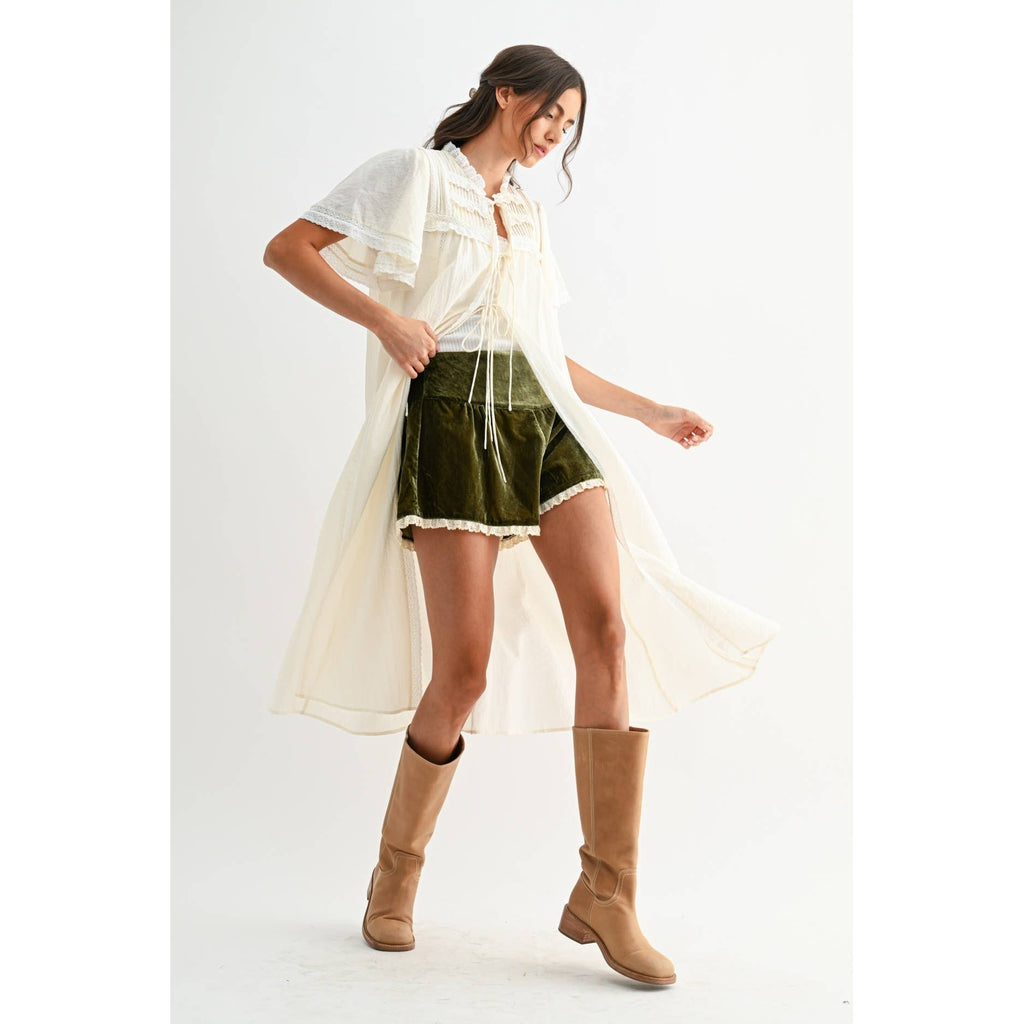 Mila Velvet Lace Trim Shorts