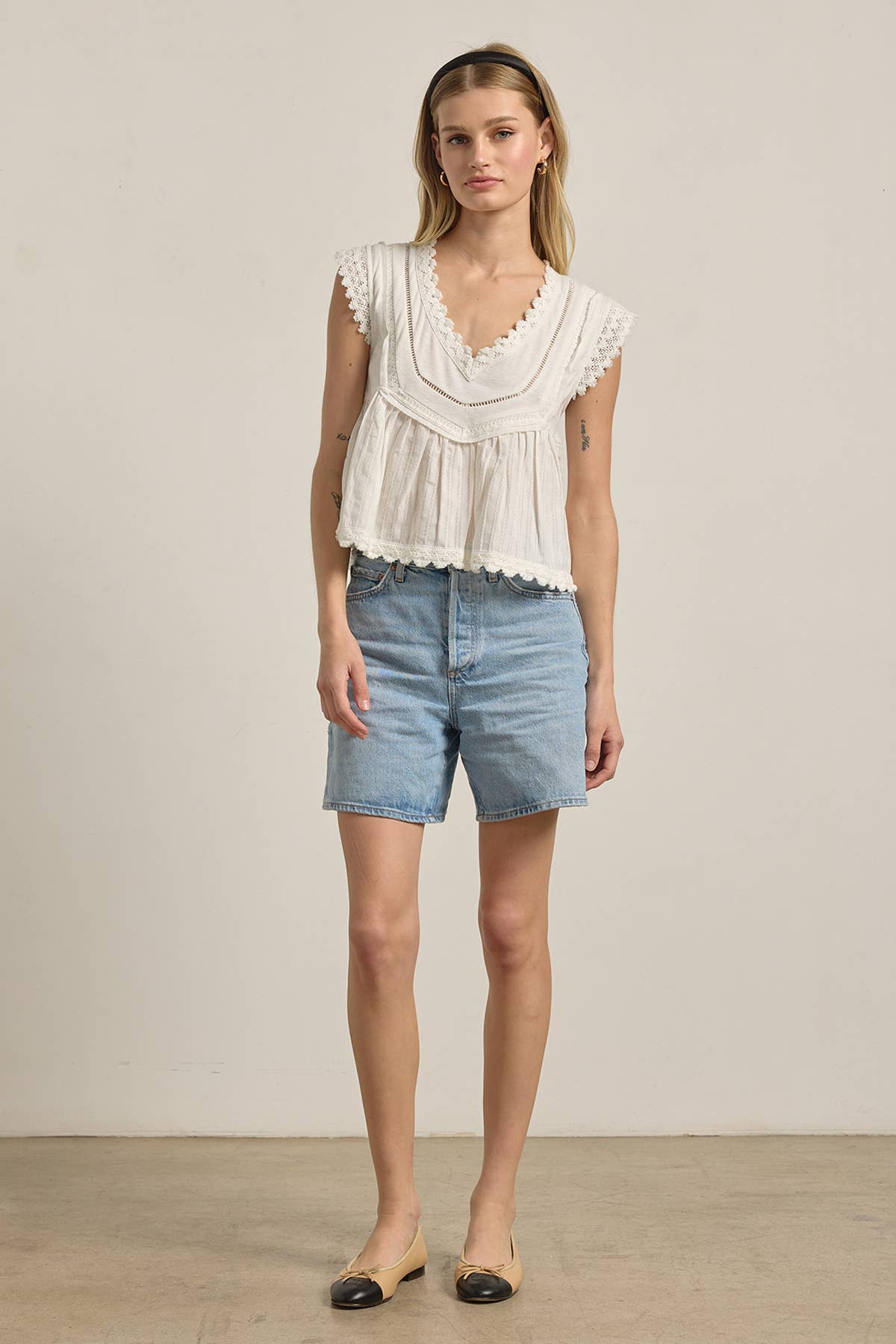 Rosalie Vintage Lace Peplum Top in Ivory