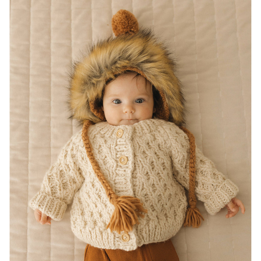 Waffle Natural Baby Cardigan
