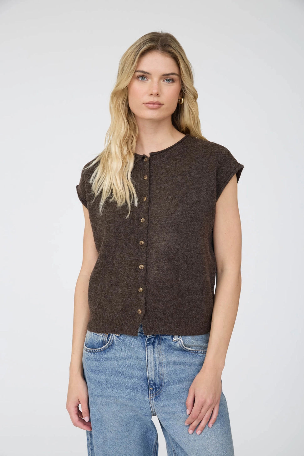 Mocha Button Knit Vest