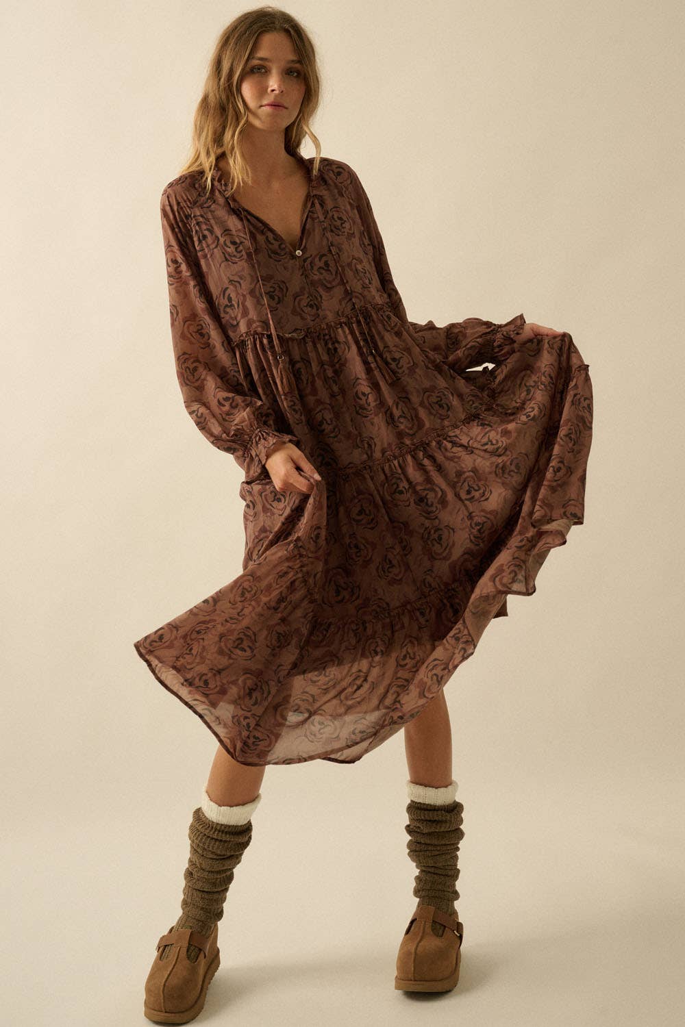 Eden Floral Tiered Midi Dress