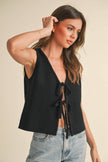 Delilah Tie Front Top in Black