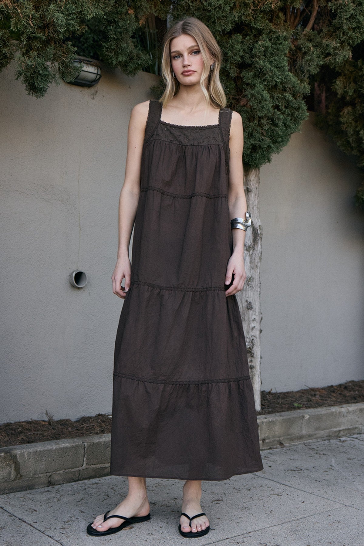 Florence Tiered Lace Trim Maxi Dress