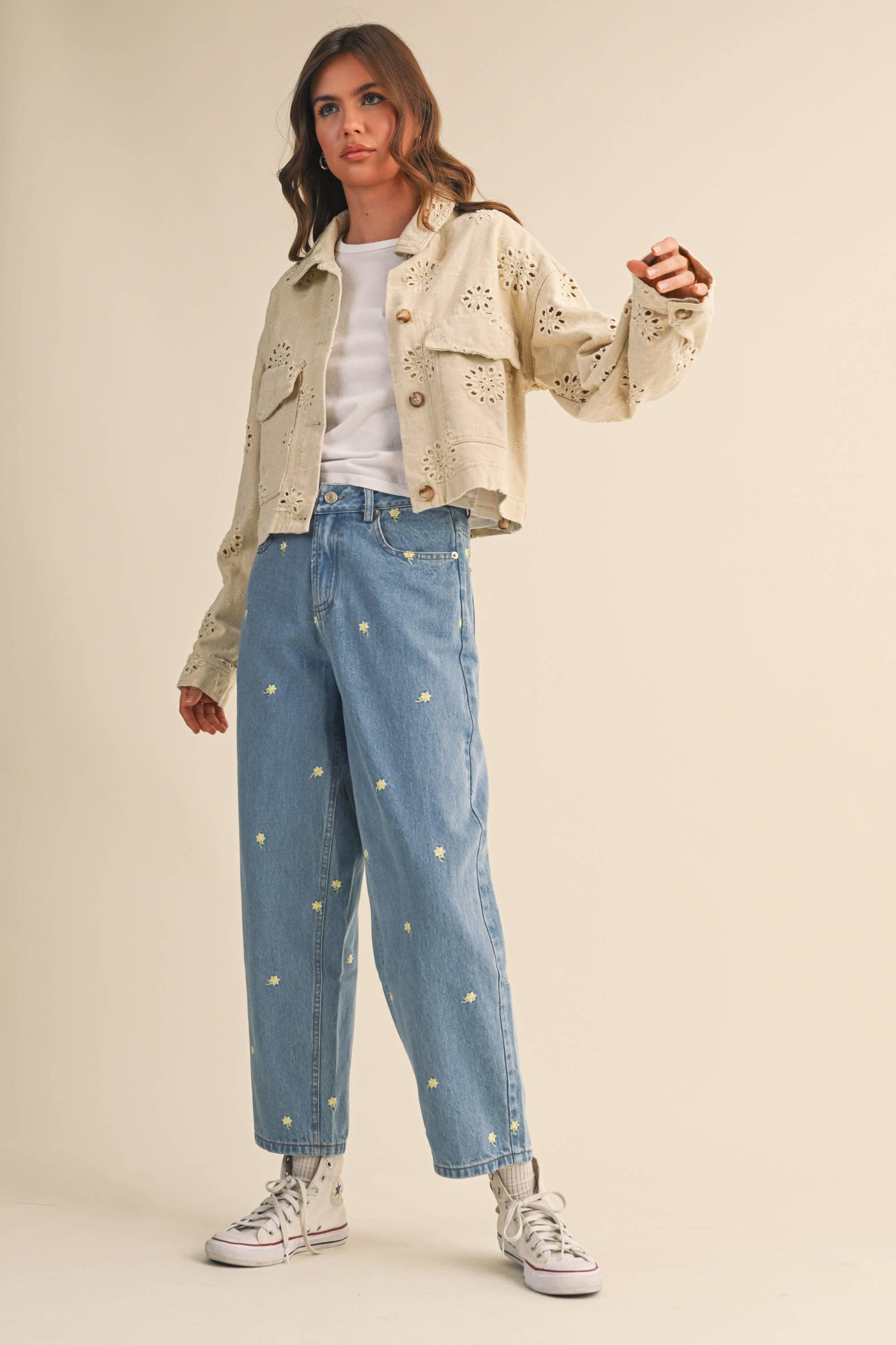 Eyelet Edge Cropped Jacket