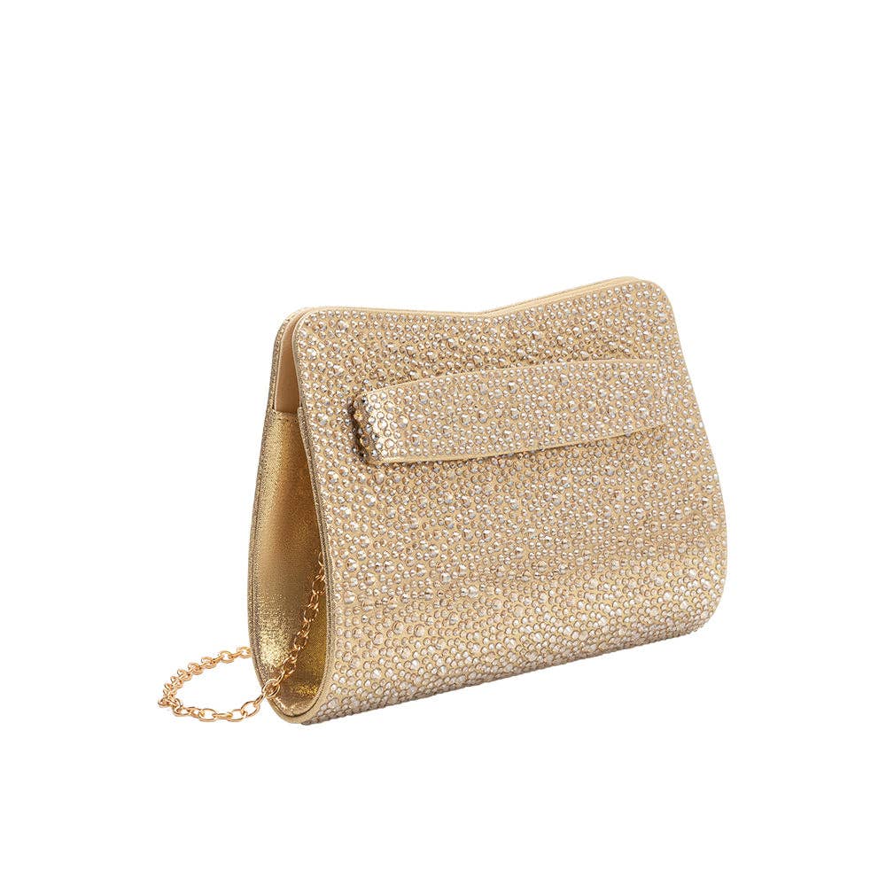 Maree Gold Rhinestone Studded Clutch Bag