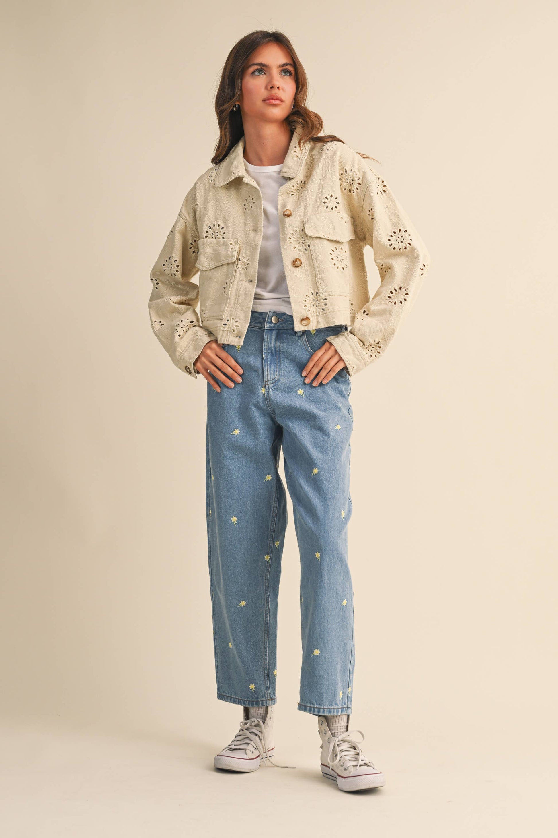 Eyelet Edge Cropped Jacket
