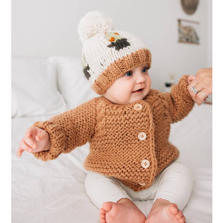 Pecan Garter Stitch Baby Cardigan