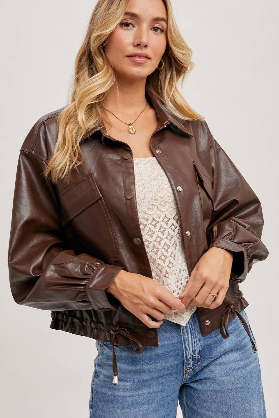 Rocco Brown Faux Leather Jacket