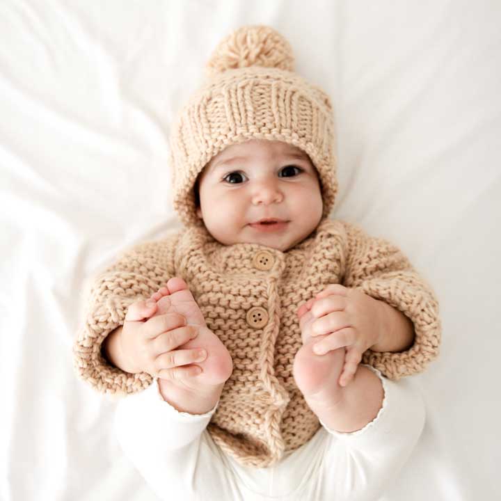 Latte Garter Stitch Baby Cardigan