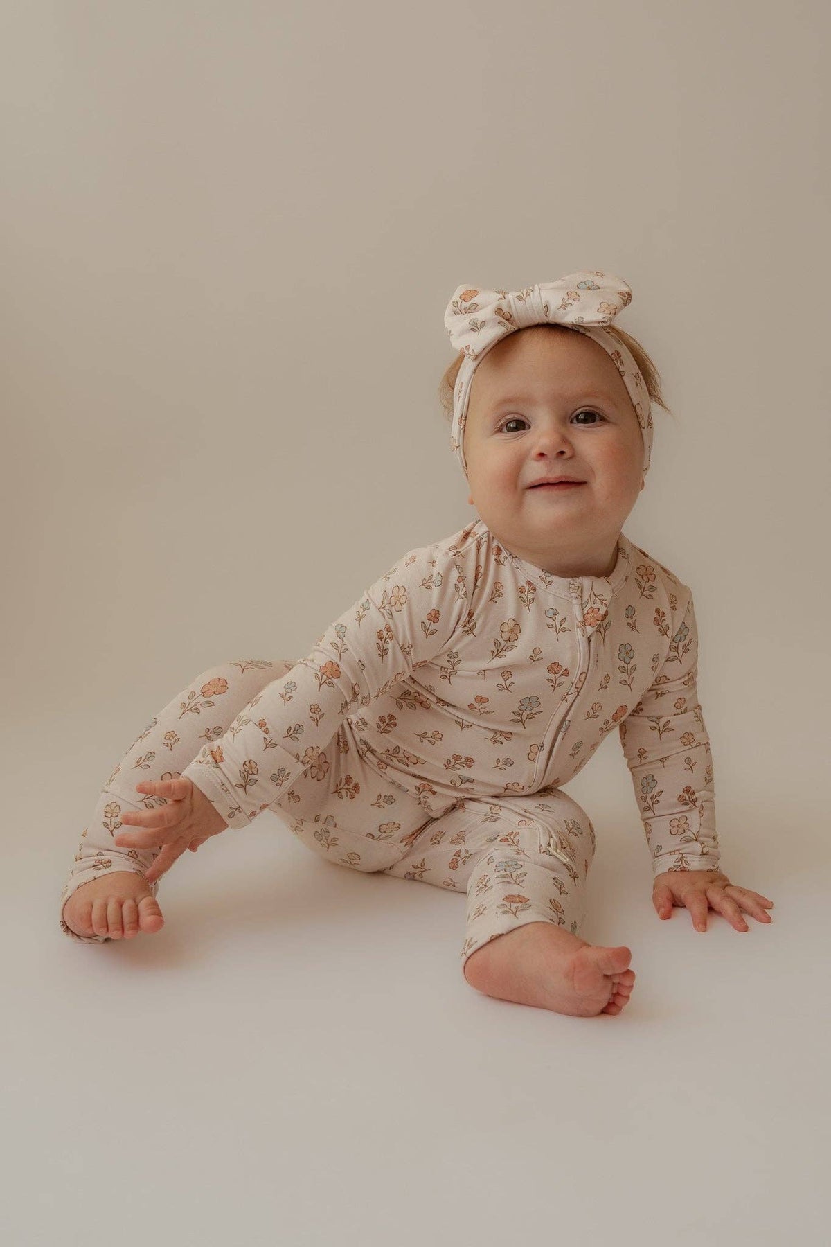 Vintage Floral Bamboo Zip Romper