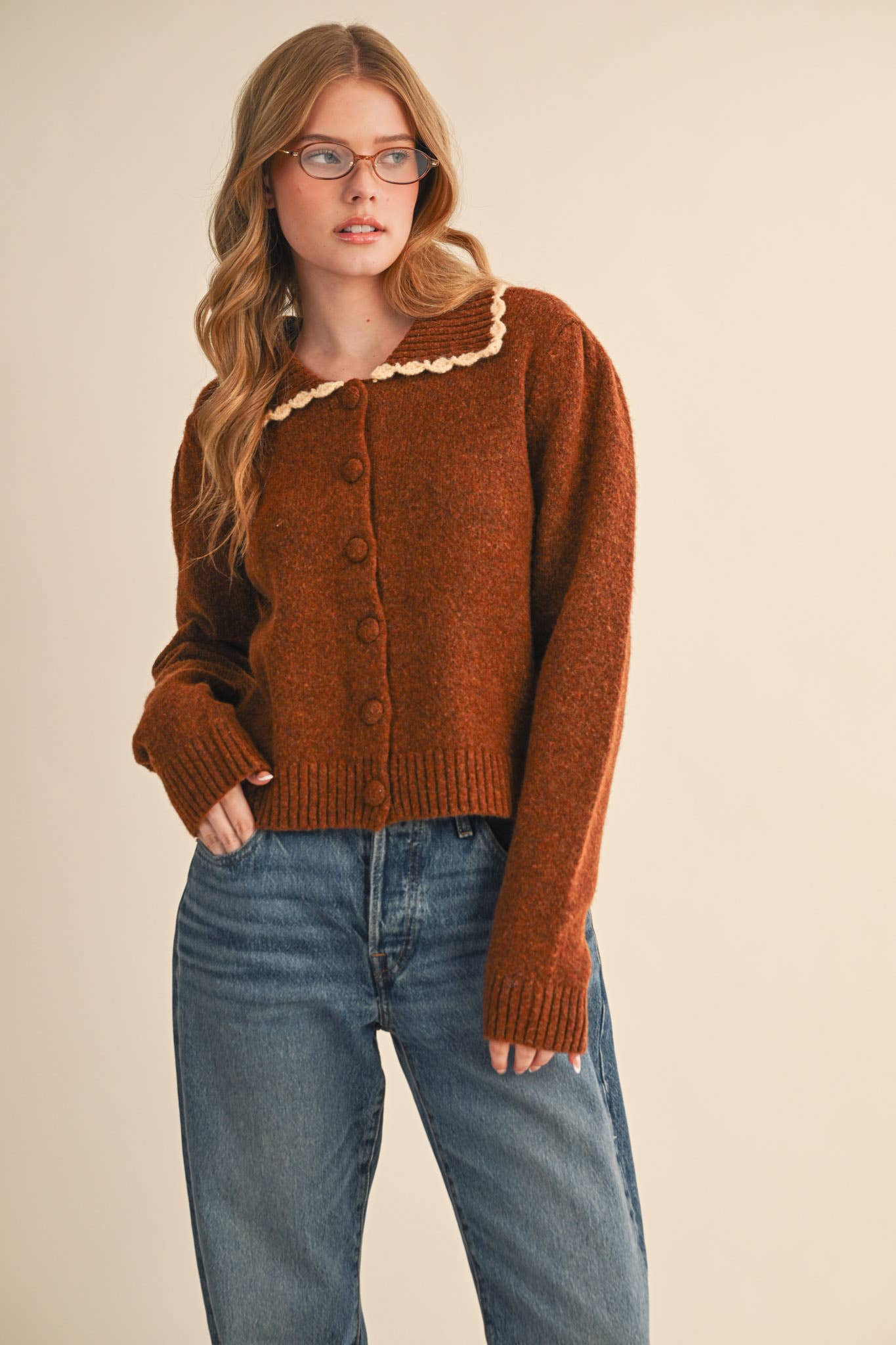 Riley Scalloped Collar Cardigan