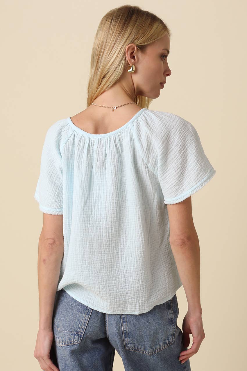 Melina Gathered Short-Sleeve Blouse