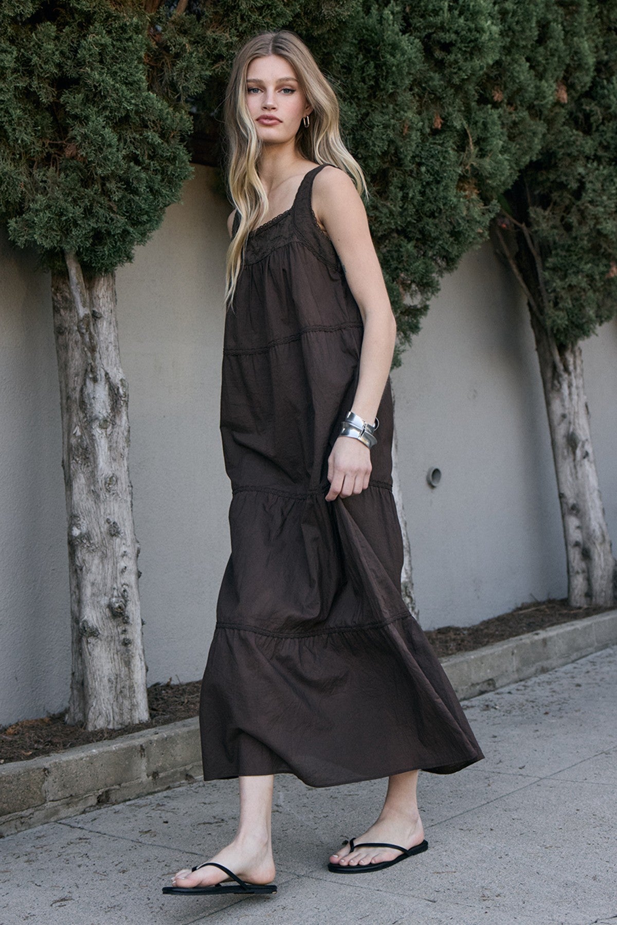 Florence Tiered Lace Trim Maxi Dress