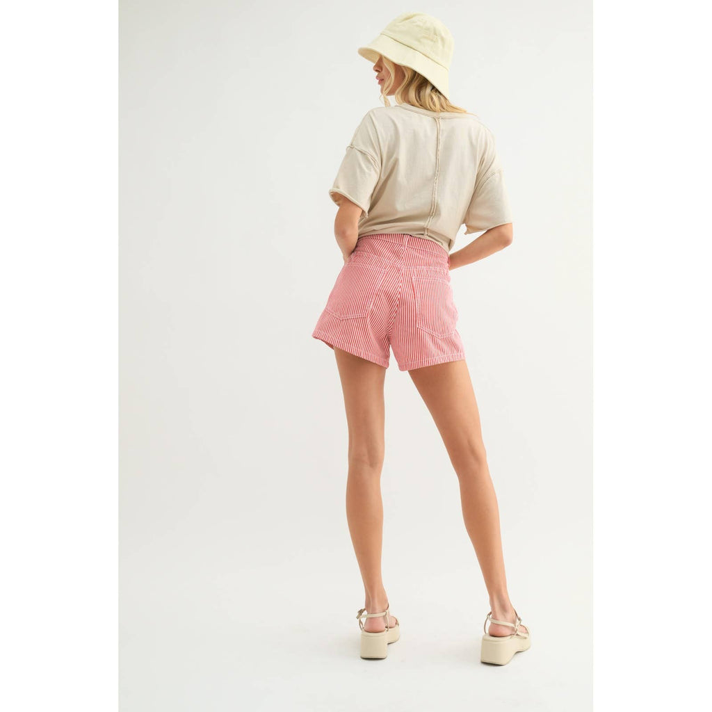 Audrey Red Striped Denim Shorts