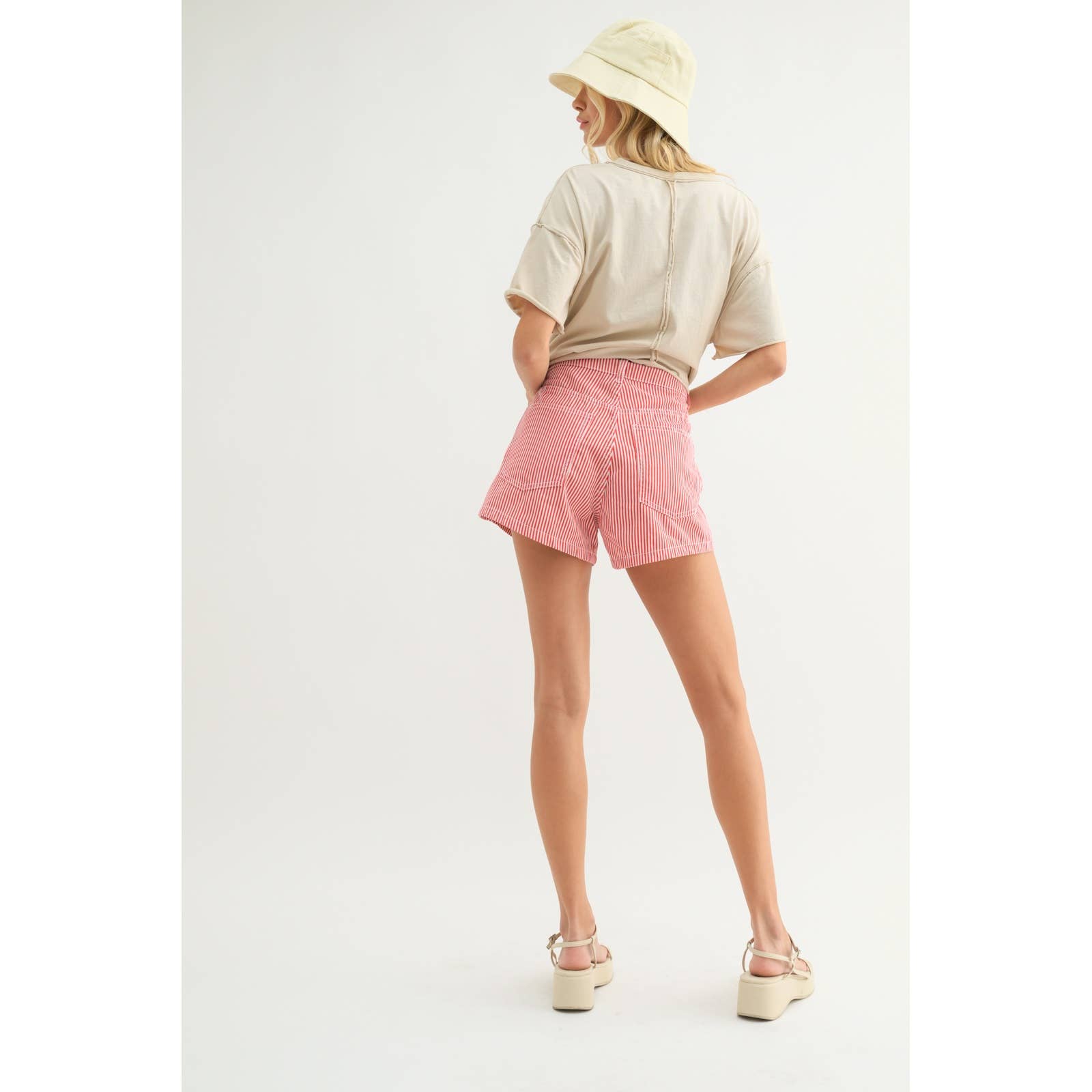 Audrey Red Striped Denim Shorts