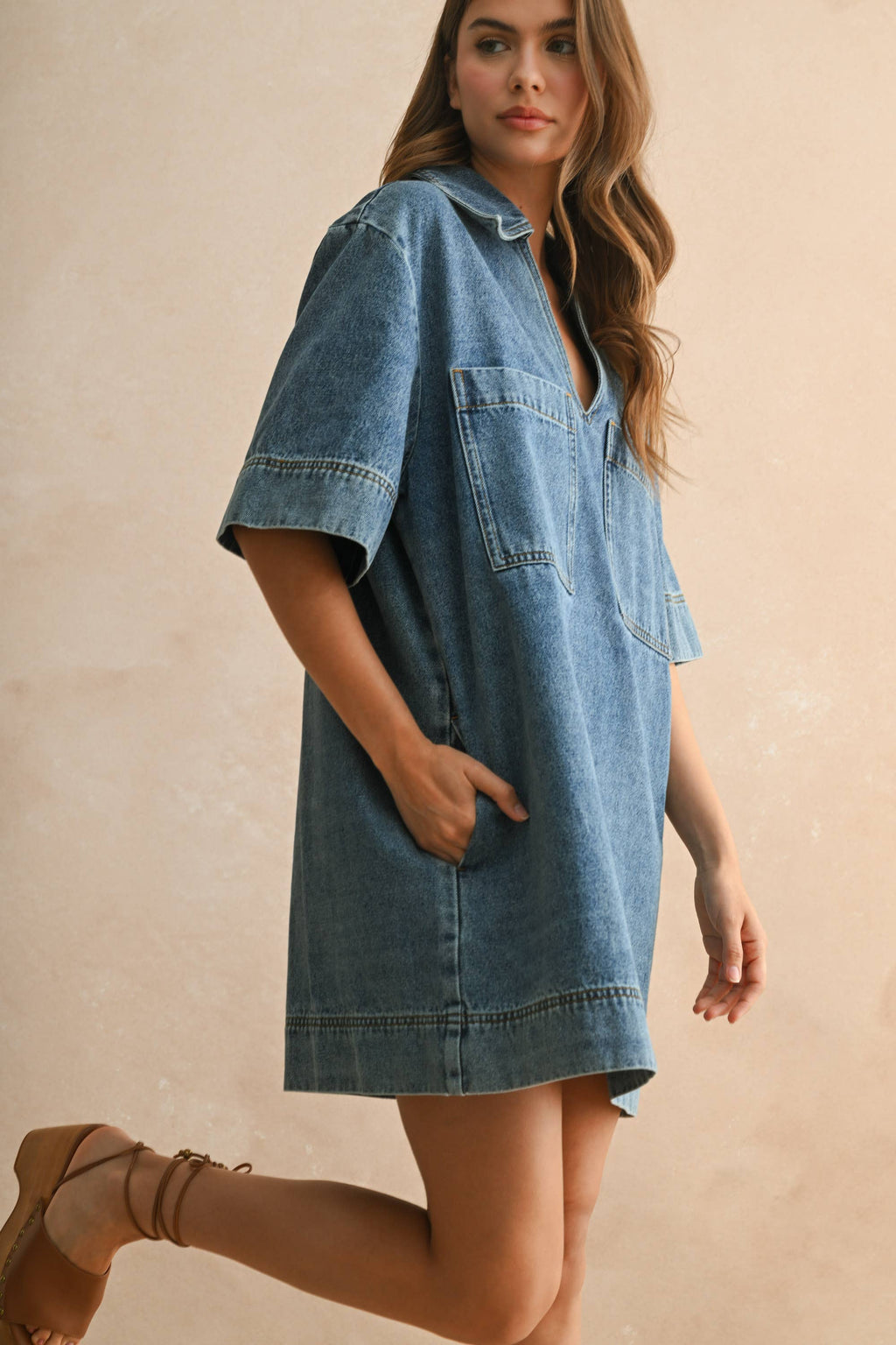 Indigo Drift Denim Tunic Dress