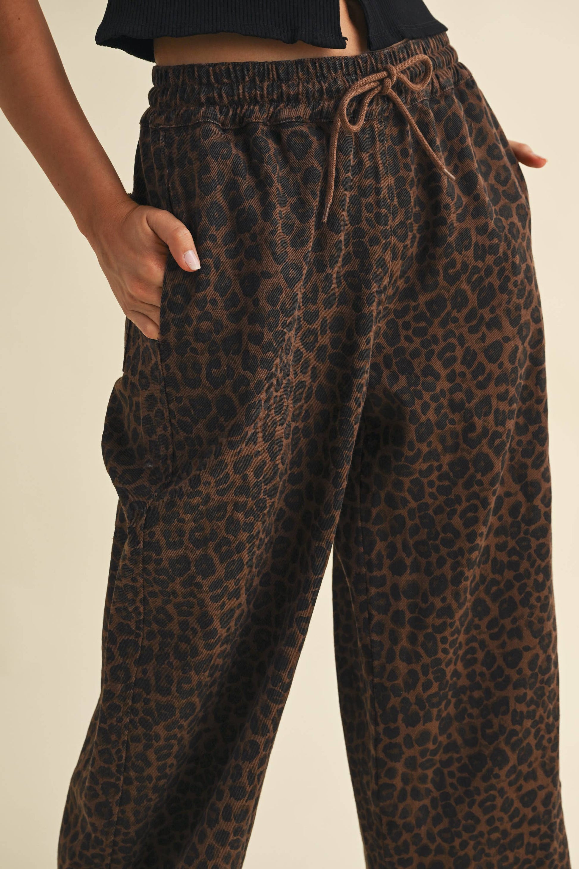 PRE-ORDER Blaise Leopard Denim Track Pants