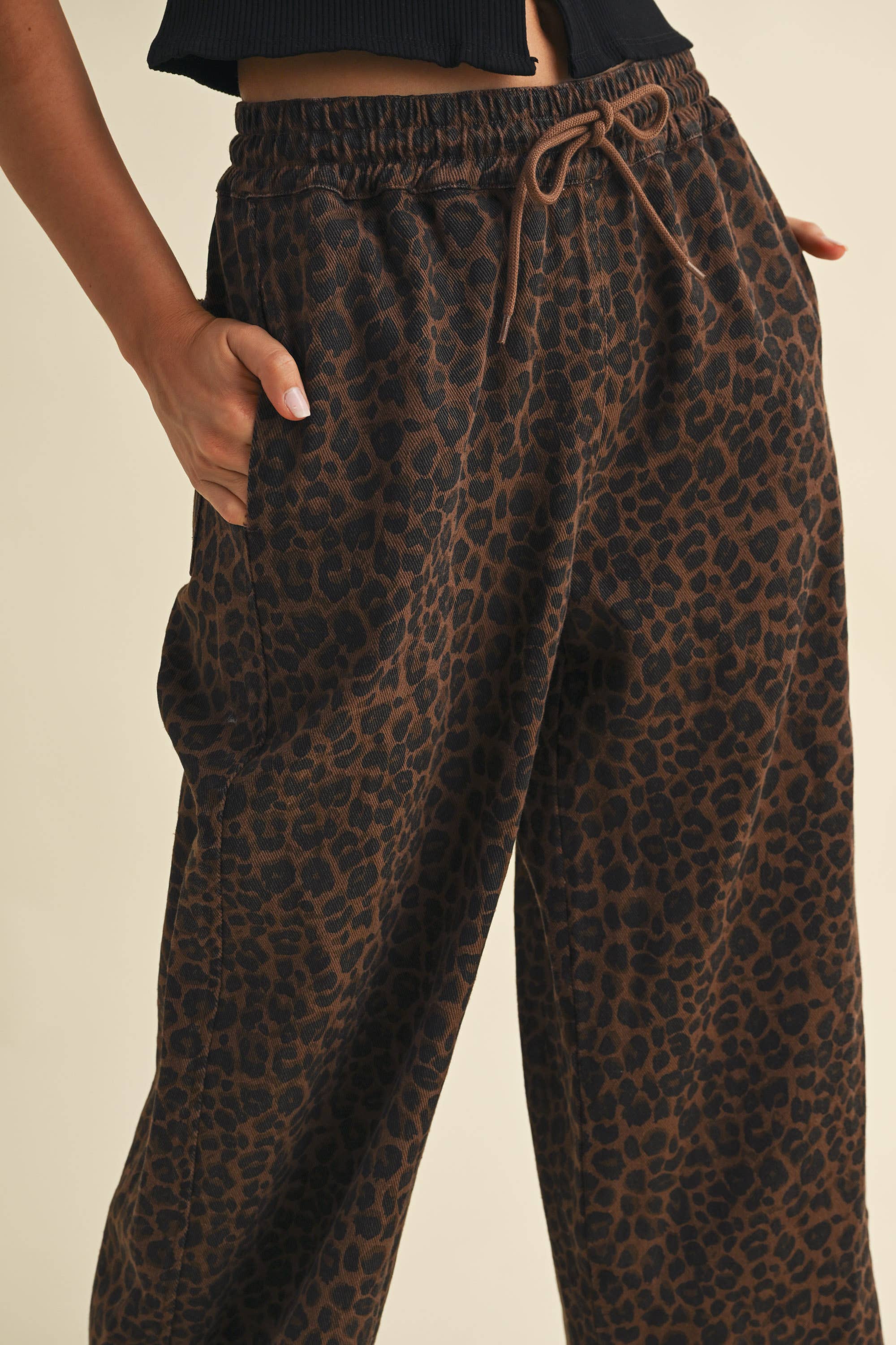 Blaise Leopard Denim Track Pants