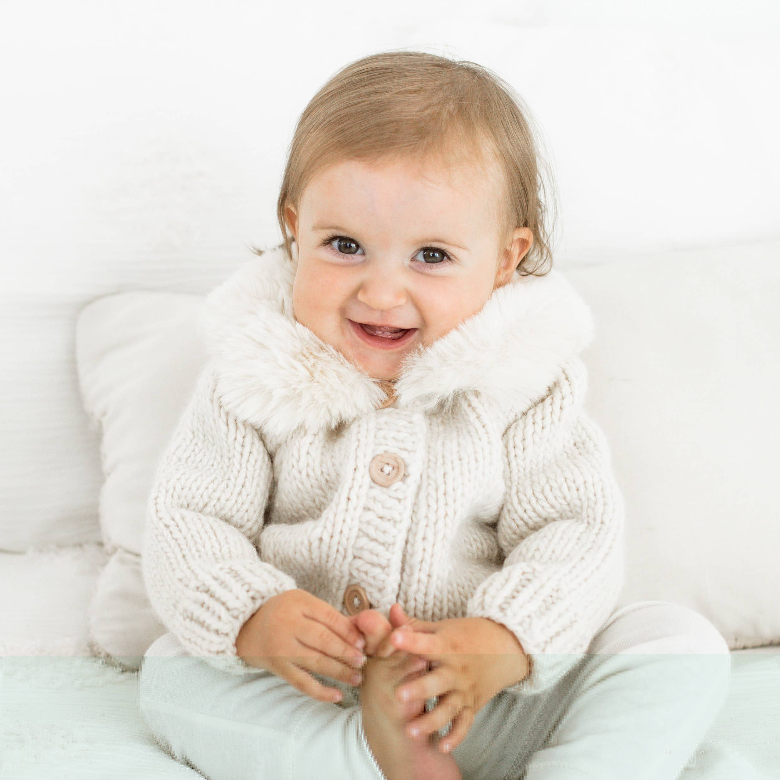 Baby Fur Collar Cardigan Sweater