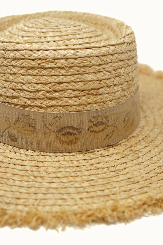 San Marzano Floral Banded Boater Hat