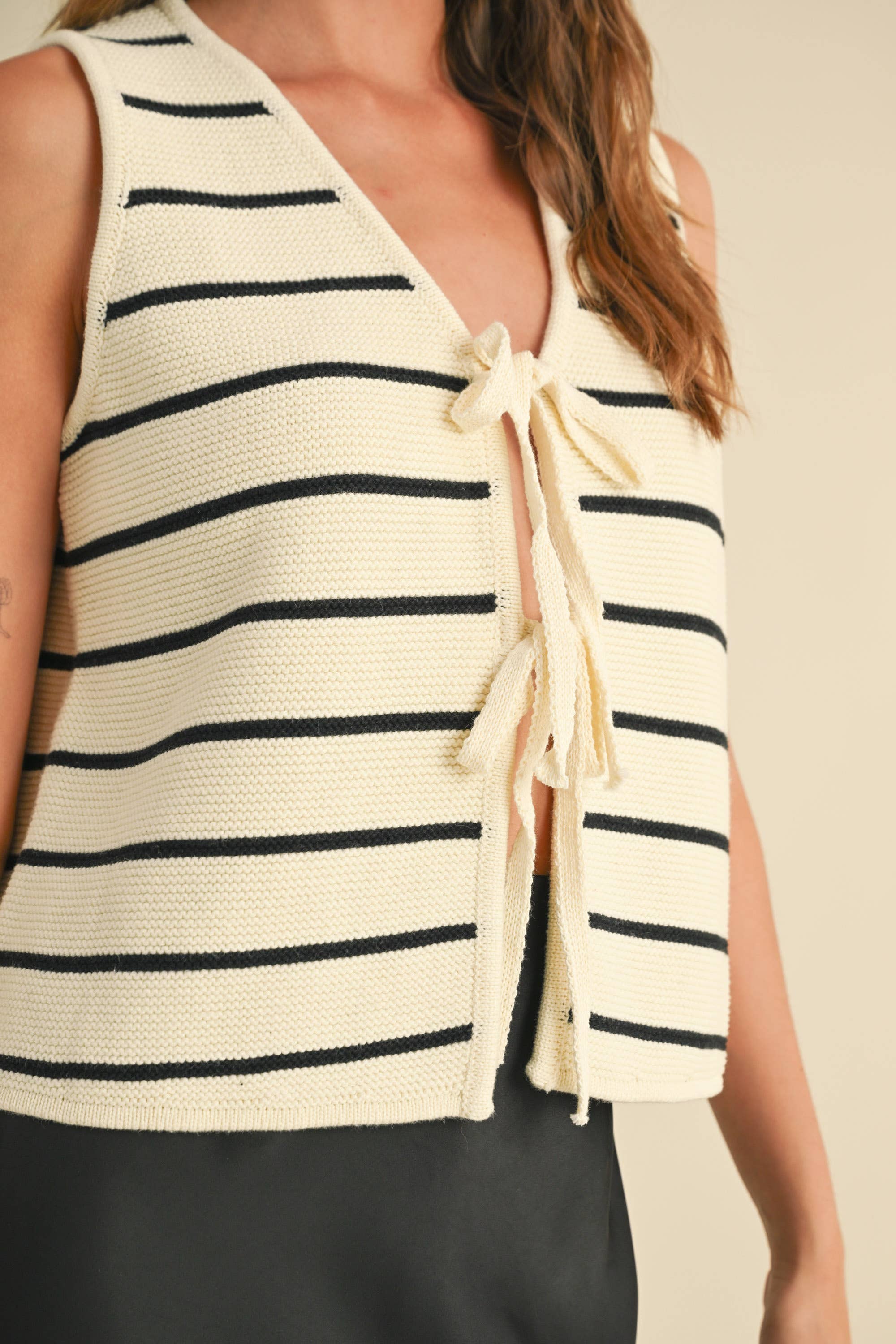 Lilah Striped Tie Front Top