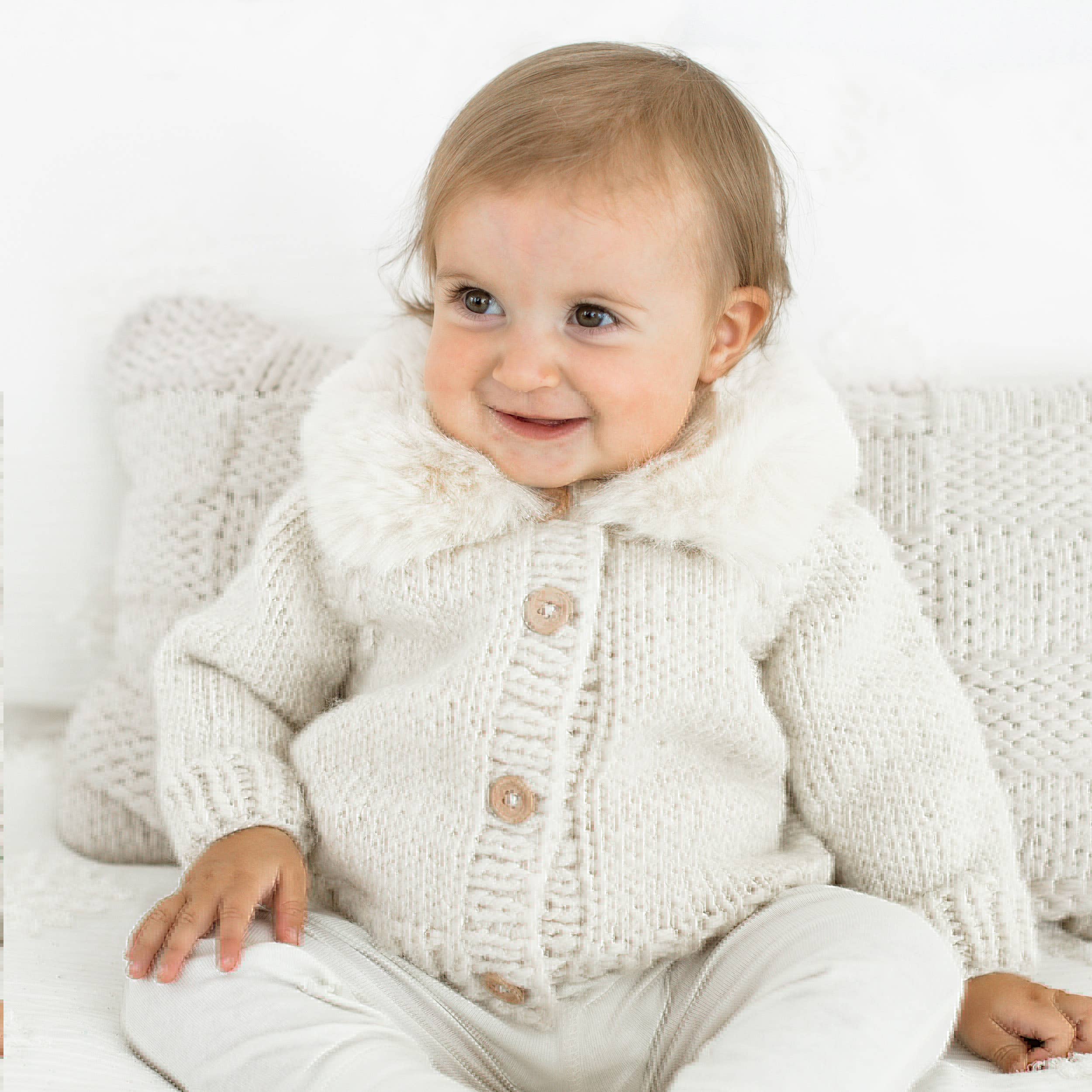 Baby Fur Collar Cardigan Sweater
