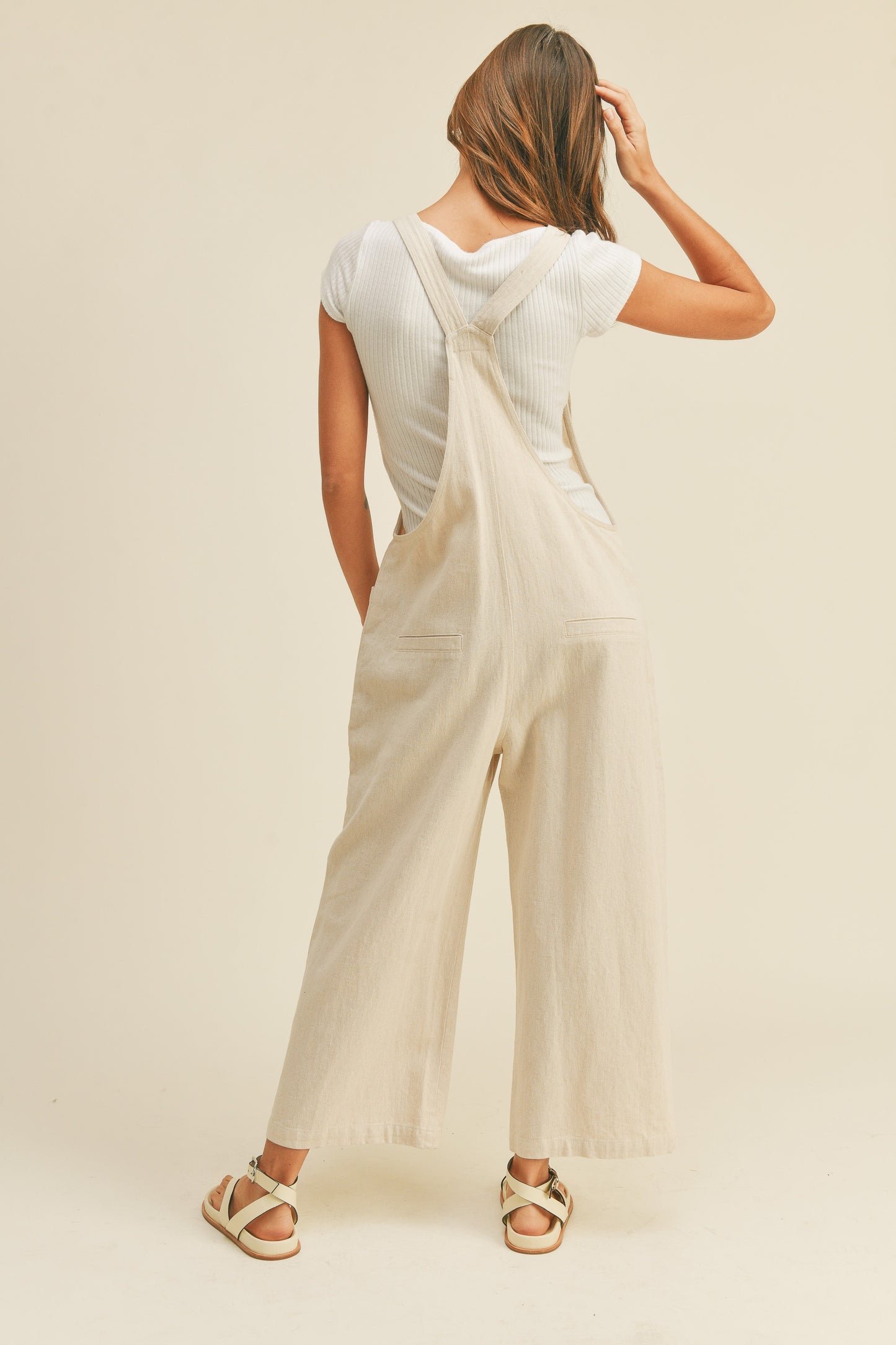 Logan Cotton Washed Jumpsuit in Oatmeal