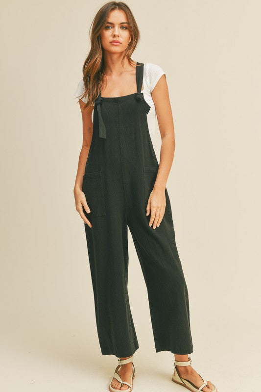 Logan Cotton Washed Jumpsuit in Black