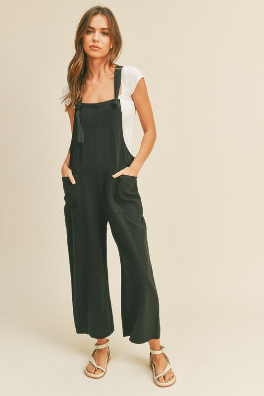 Logan Cotton Washed Jumpsuit in Black