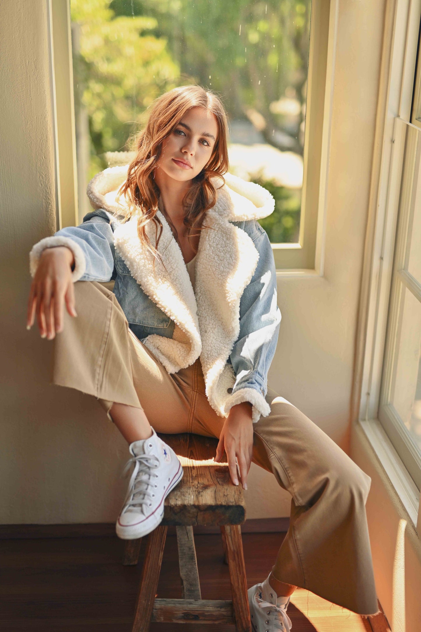 Maggie Sherpa Lined Denim Jacket