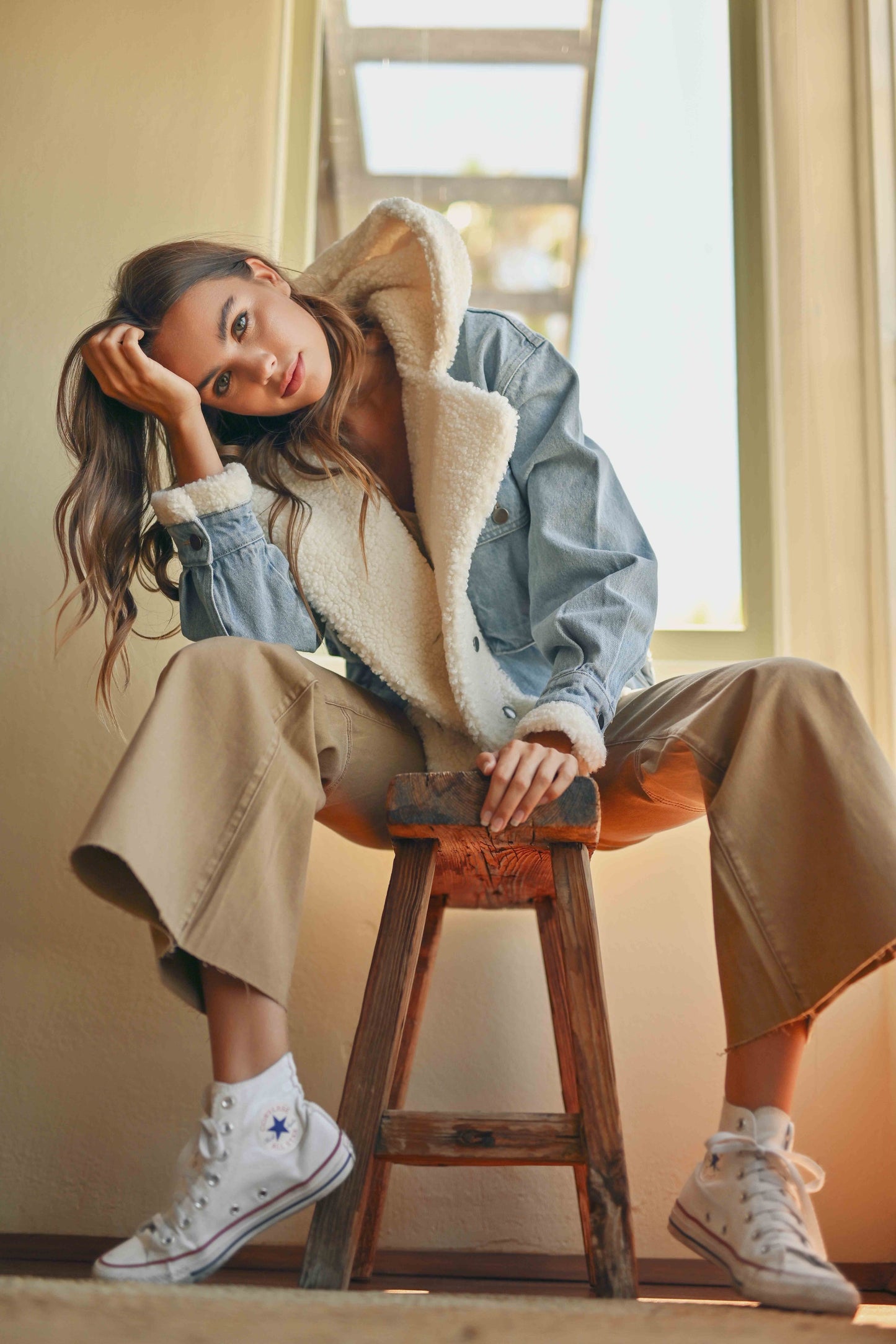 Maggie Sherpa Lined Denim Jacket