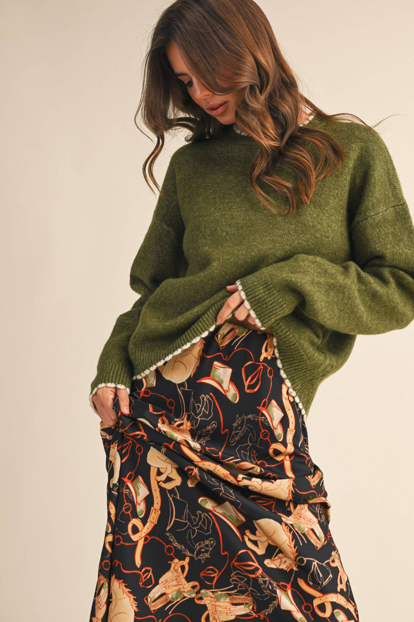 Fiona Contrast Scallop Knit Sweater