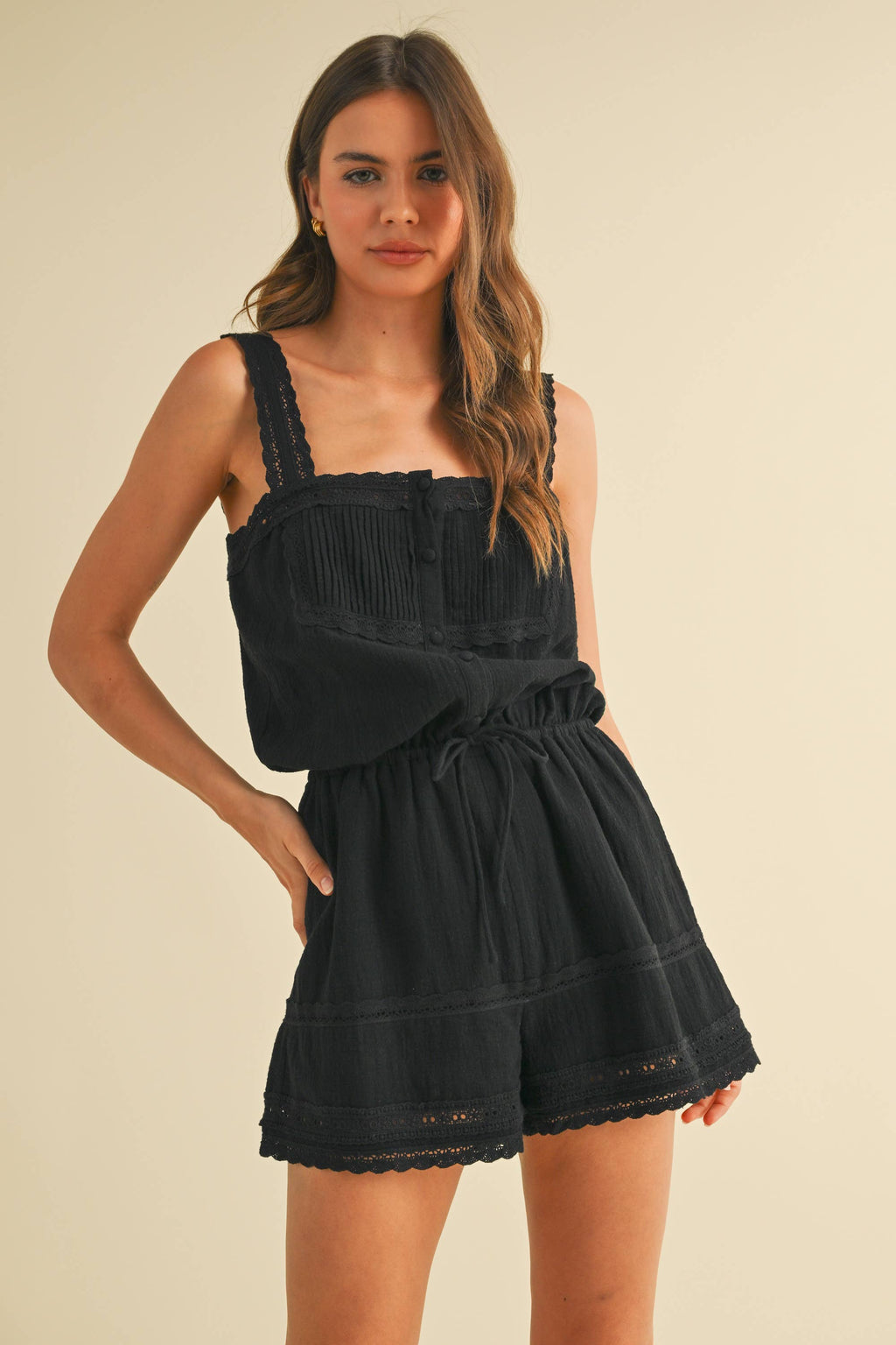 Lena Lace Trim Romper