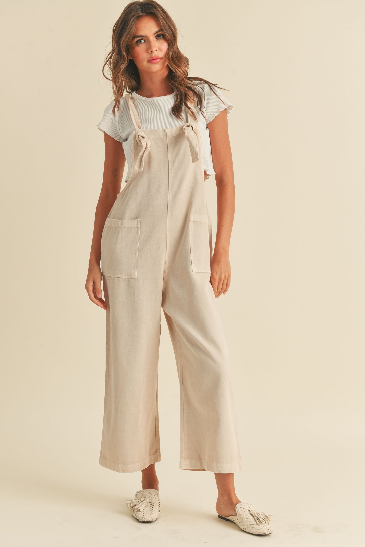 Logan Tencel Washed Jumpsuit in Oatmeal