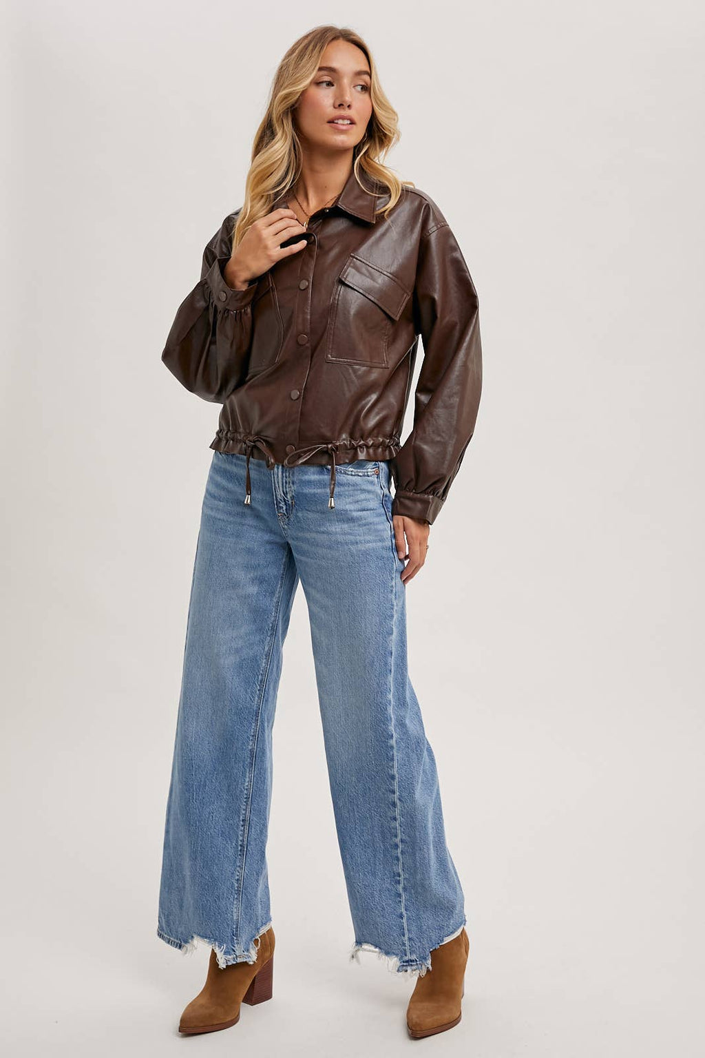 Rocco Brown Faux Leather Jacket
