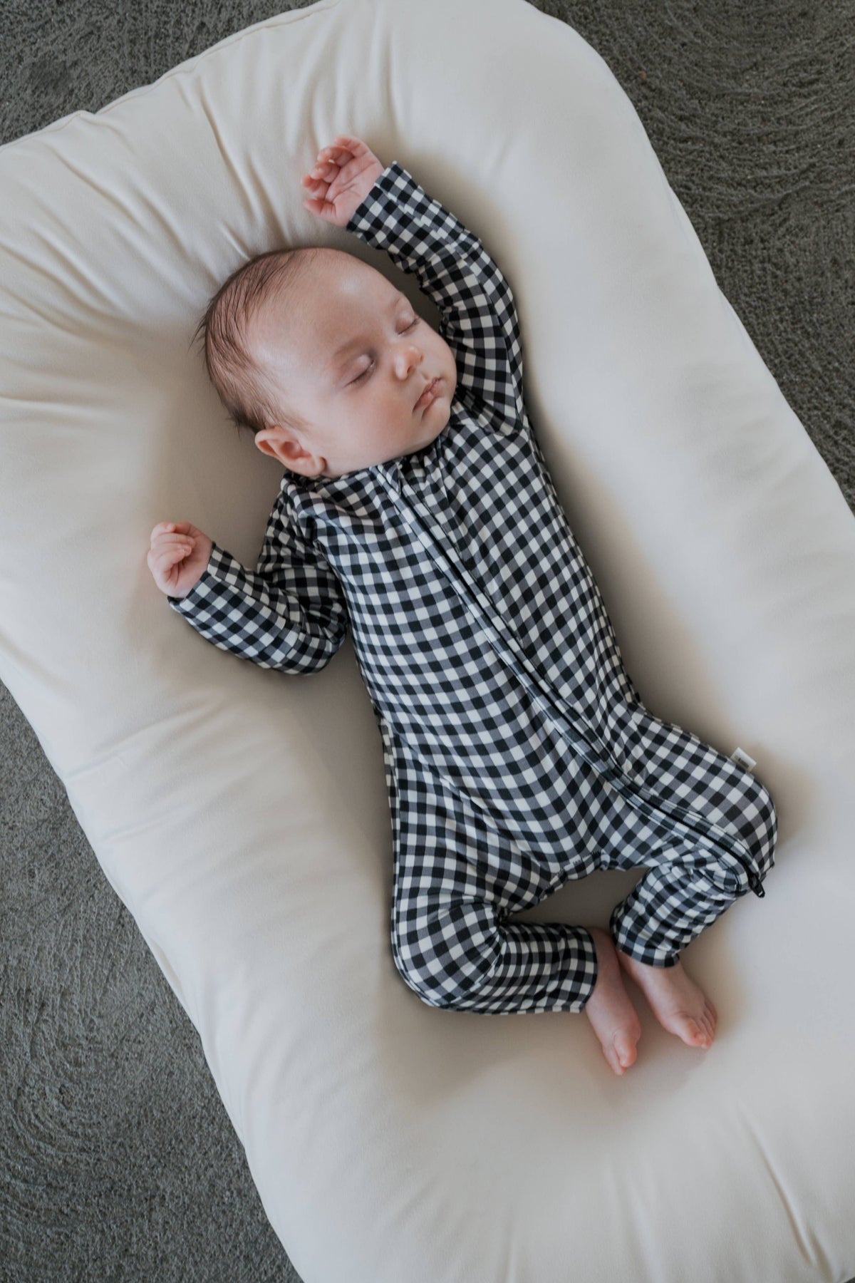 Black Gingham Bamboo Zip Pajamas