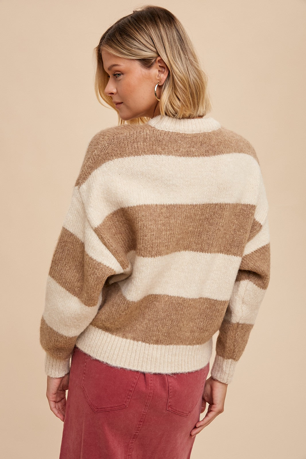 Scottie Striped Sweater in Taupe