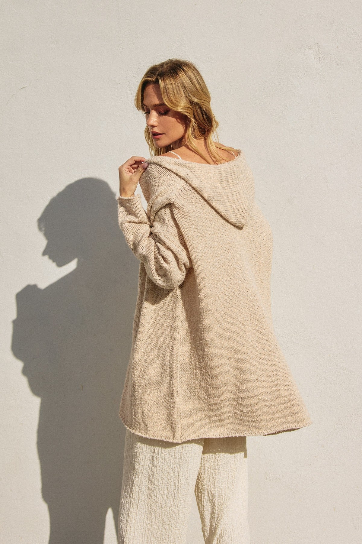 Stay Calm Hoodie Cardigan in Birch