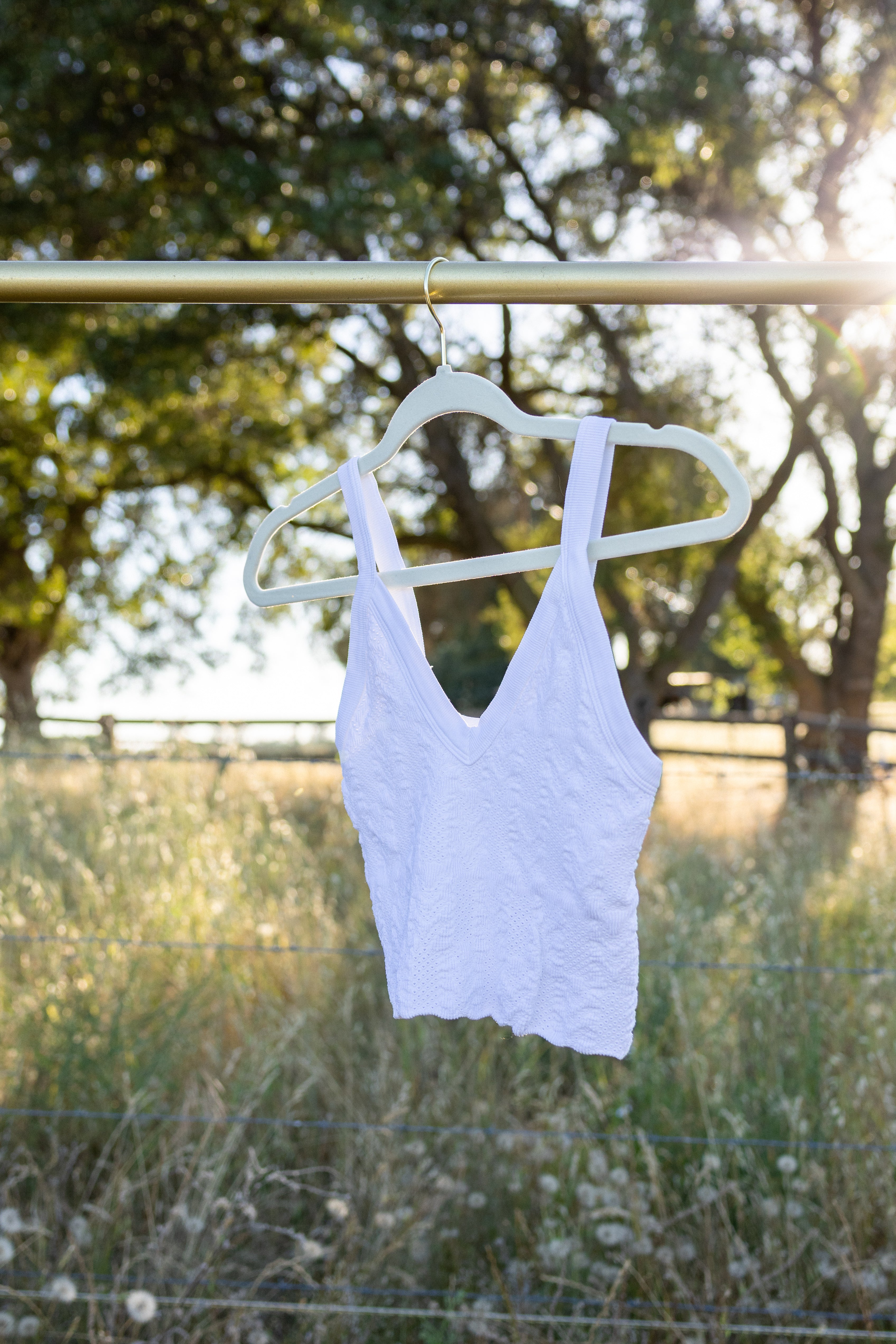 Lace Textured Crop Top in White