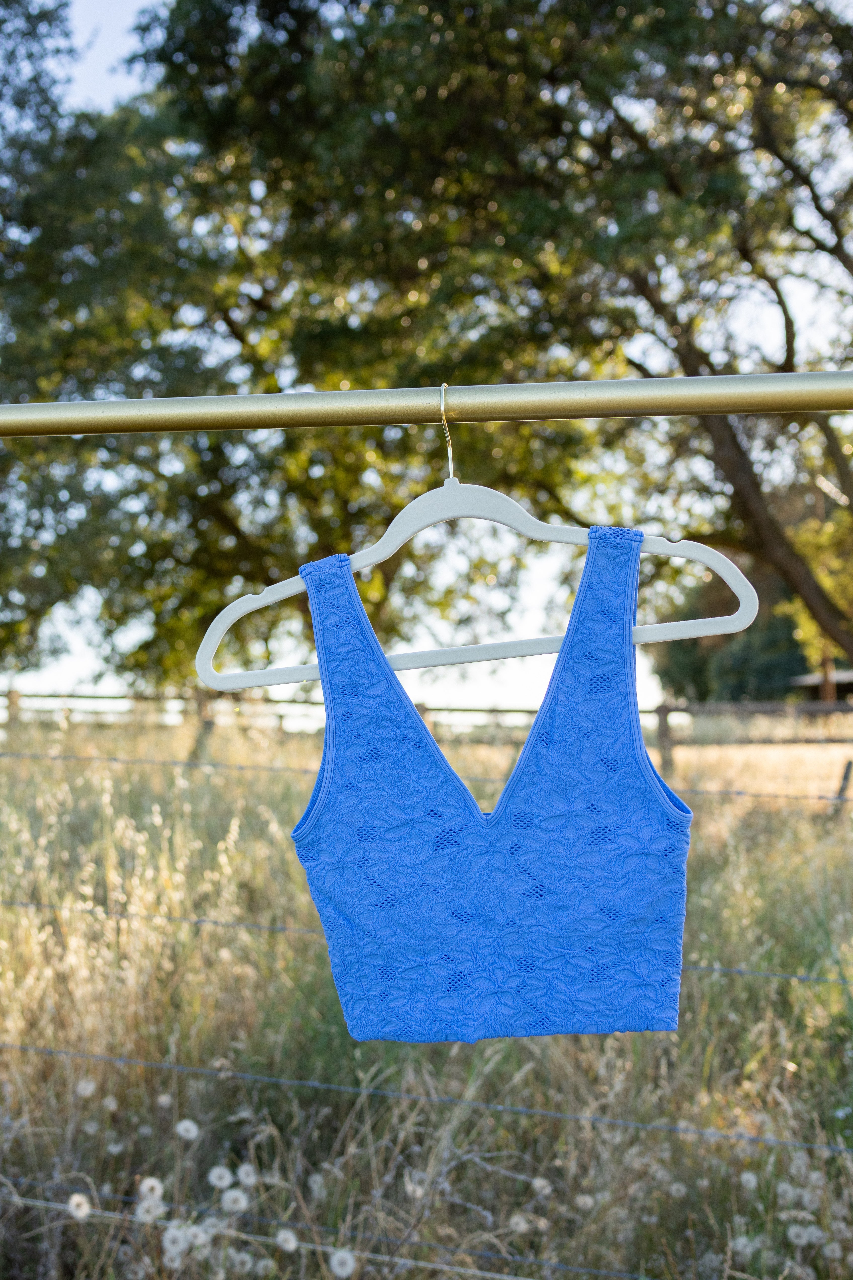 Lace V Neck Tank Top in Marina