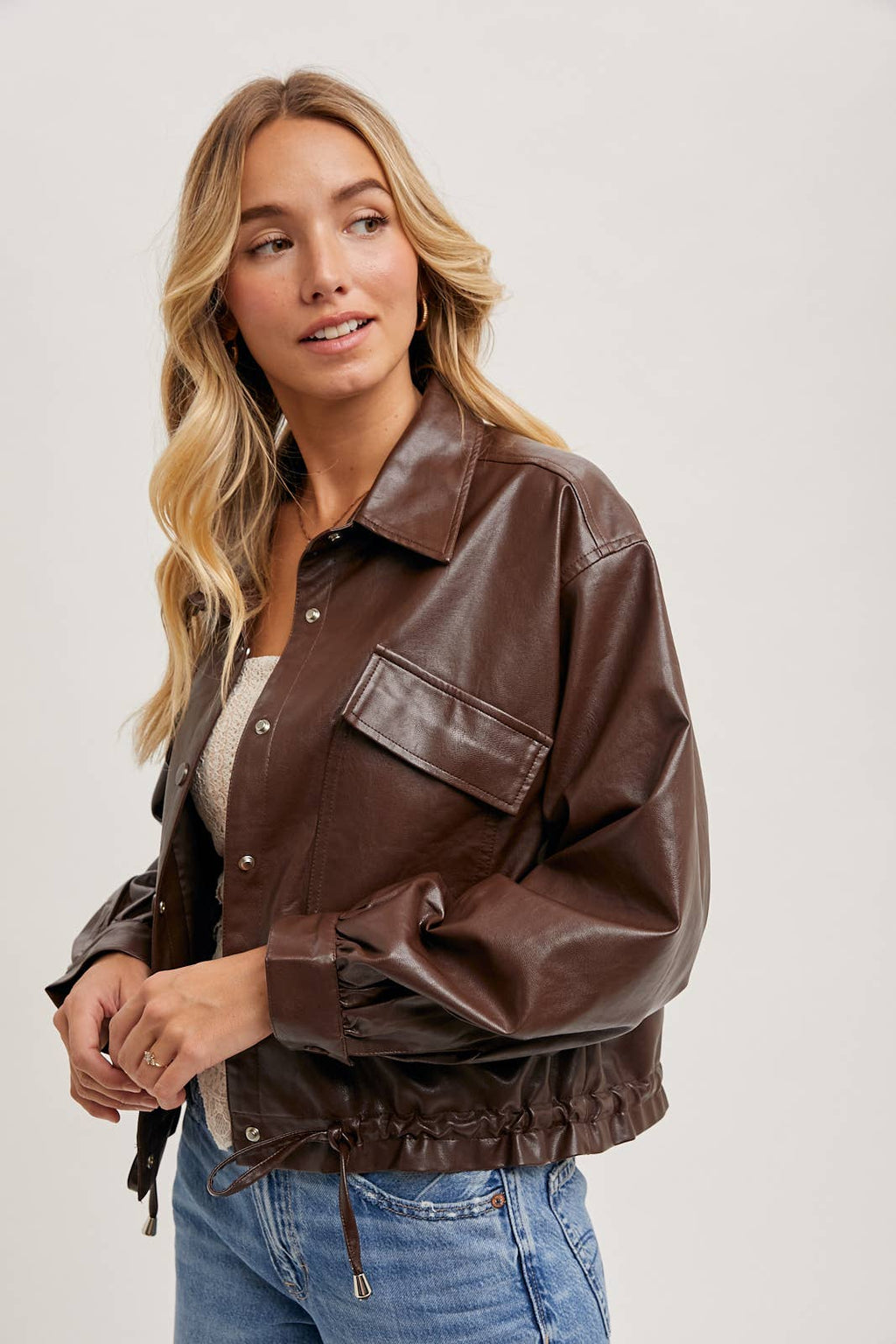 Rocco Brown Faux Leather Jacket