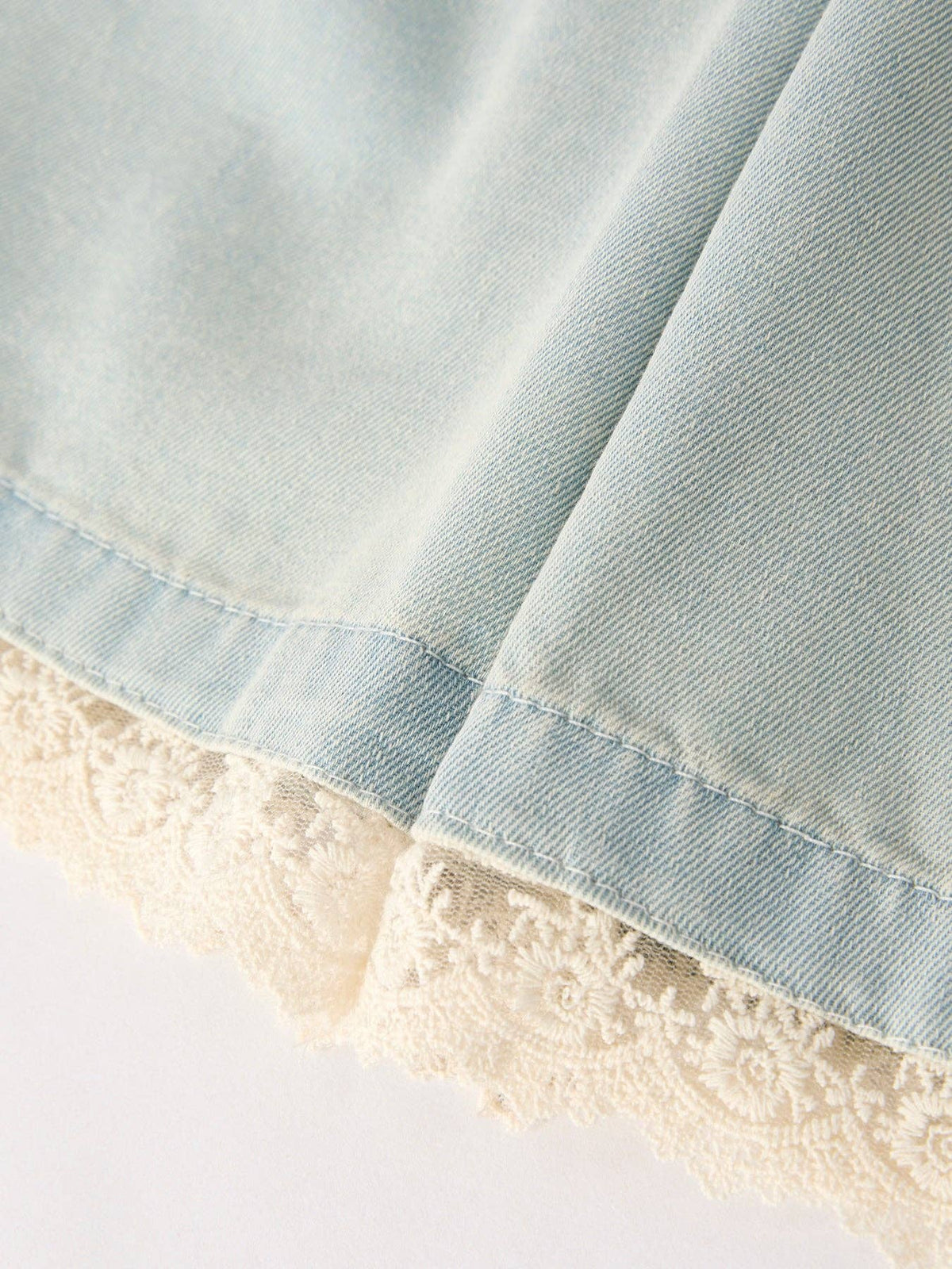 Summer Light Denim Lace Girls Set