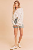 Delphine Button Up Top in Ivory