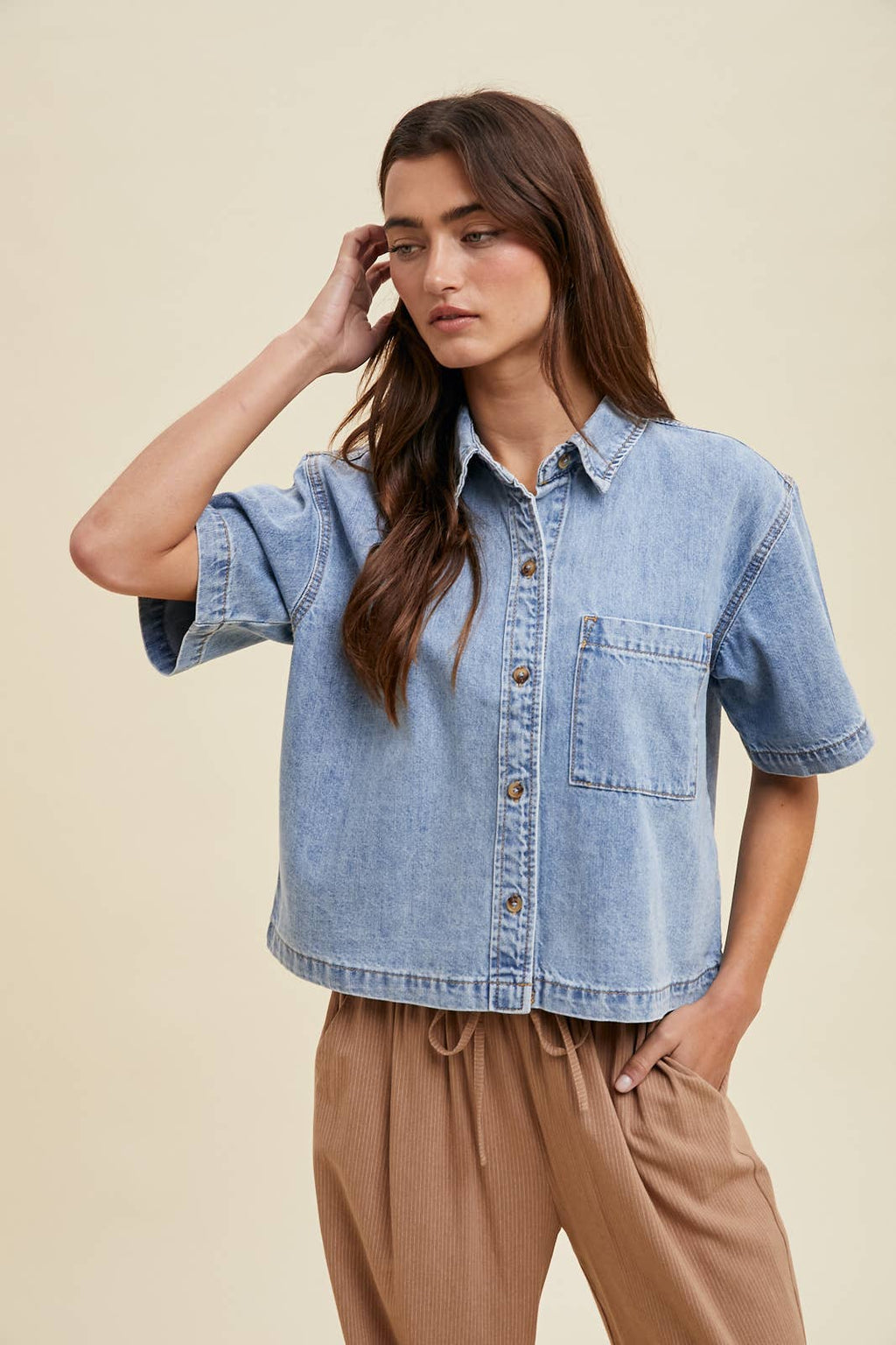 Ridgeway Denim Button-Up Top